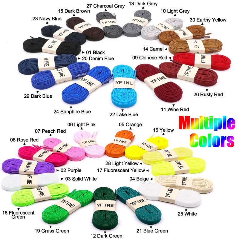 YFINE Flat Shoe Laces for Sneakers: 2 Pairs 47 Inch Dark Green 9 MM Wide Thick Athletic Shoelaces - Image 4